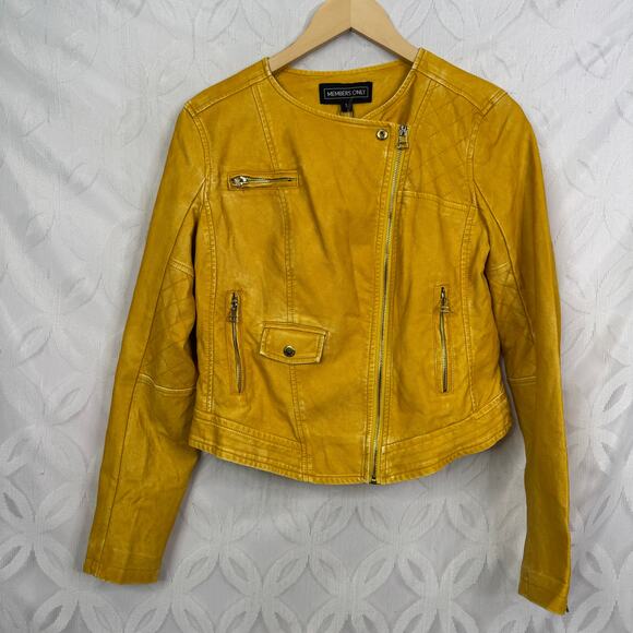 Members Only Washed Vegan Leather Moto Jacket Size S NWT - Picture 6 of 12